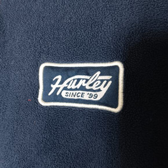 Hurley Fleece Pullover Sweatshirt Size Small Blue and Red Henley Snap Button Up - Picture 8 of 11